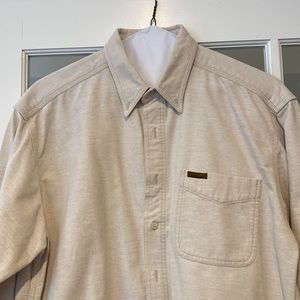 Mens vintage Woolrich chamois shirt neutral flannel gorpcore outdoors hiking. .